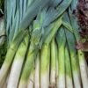 Fresh leeks on display