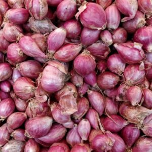 Pile of small red shallots